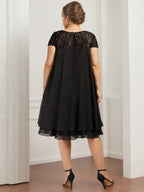 Plus Size Mother Of The Bride Knee Length Beaded Sequin Dress
