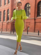 Feathered Half Sleeve Knee Length Sheath Dresses For Mother Of Bride Or Groom