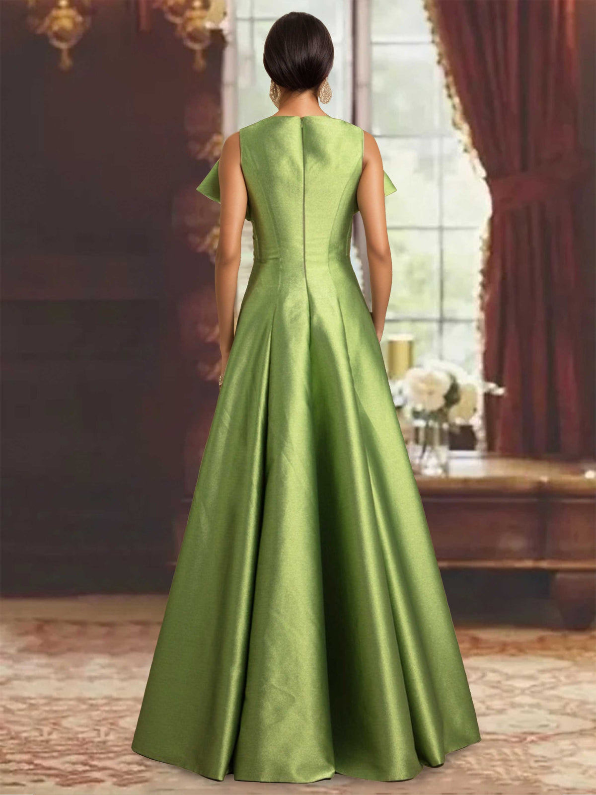 V Neck Sleeveless A Line Mother of the Bride Dresses with Ruffles