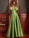 V Neck Sleeveless A Line Mother of the Bride Dresses with Ruffles