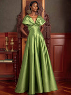 V Neck Sleeveless A Line Mother of the Bride Dresses with Ruffles