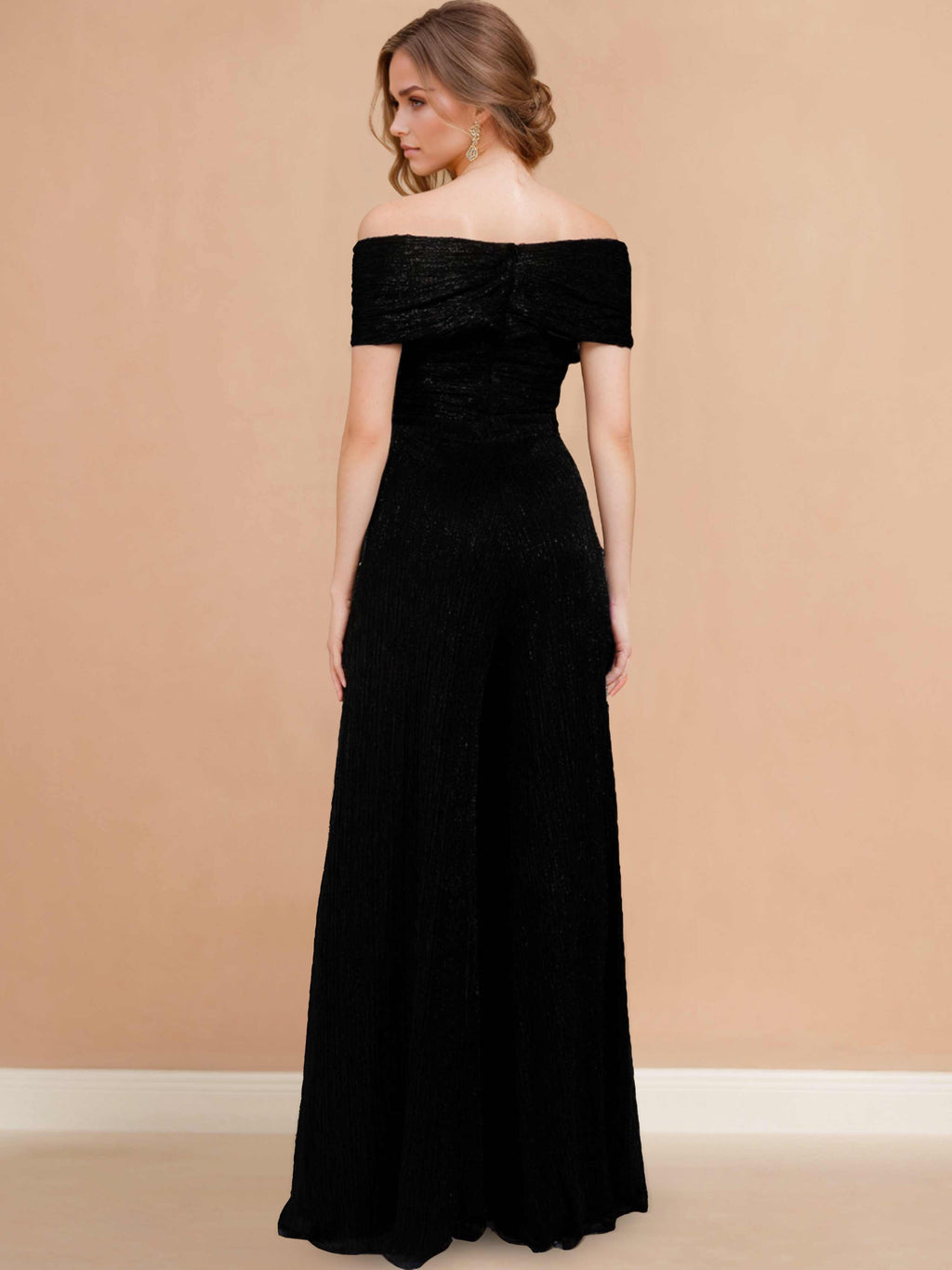 Elegant Mother Of The Bride Jumpsuit In Crinkle Chiffon Strapless Floor Length