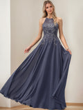 Halter Sleeveless Floor Length A Line Mother Of The Bride Dress Sequins