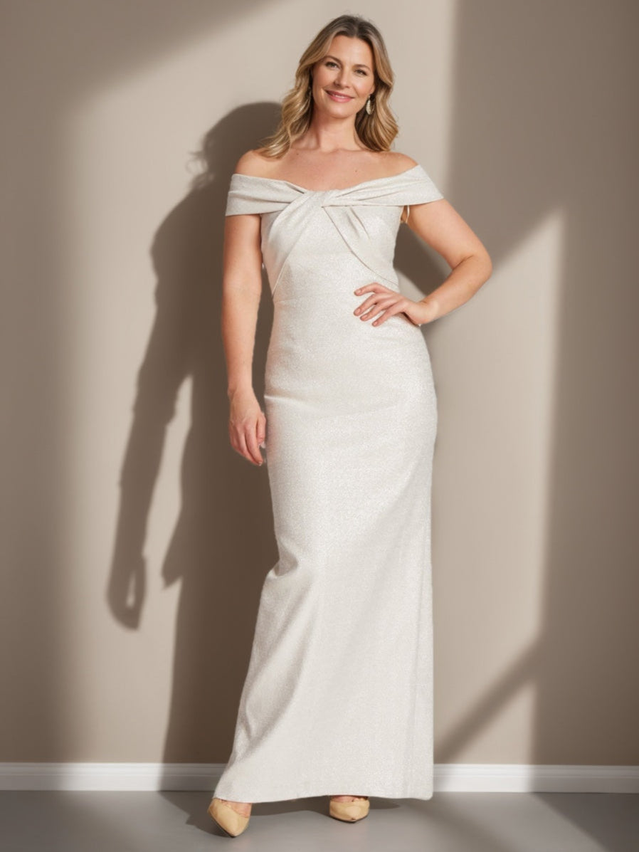 Plus Size Off Shoulder Floor Length Mother Of The Bride Dress With Ruffles
