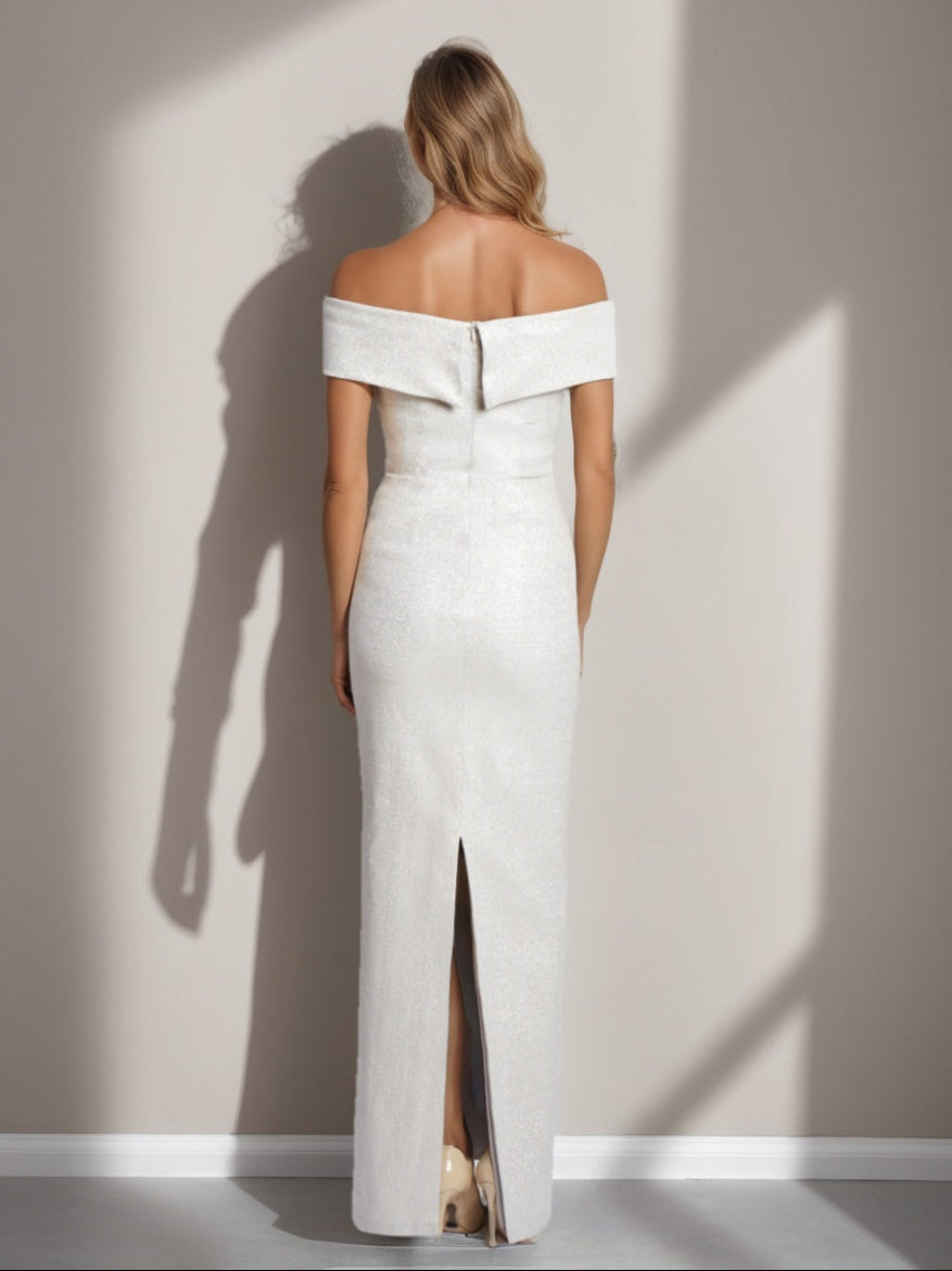 Plus Size Off Shoulder Floor Length Mother Of The Bride Dress With Ruffles