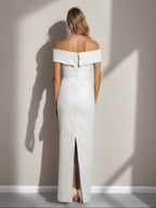 Plus Size Off Shoulder Floor Length Mother Of The Bride Dress With Ruffles