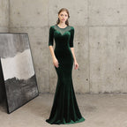 Abito da sera a coda di pesce Donna Alta Gamma Elegante Cocktail Riunione Annuale Elegante Regina in Velluto Nero