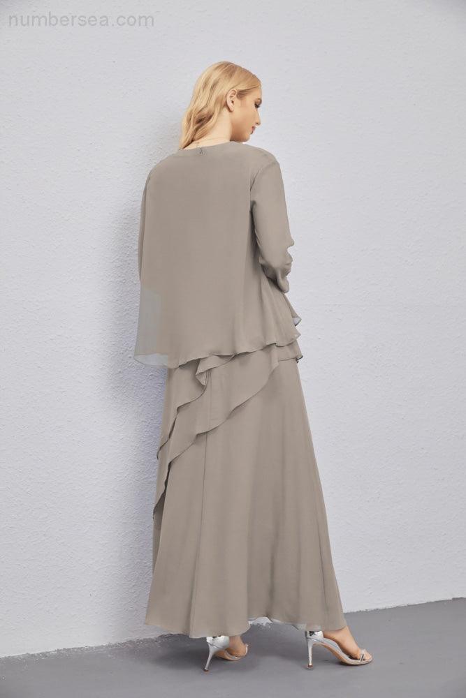 Abito da Sposa Madre con Cardigan Leggero Aperto Davanti Abito da Cerimonia Elegante 28081