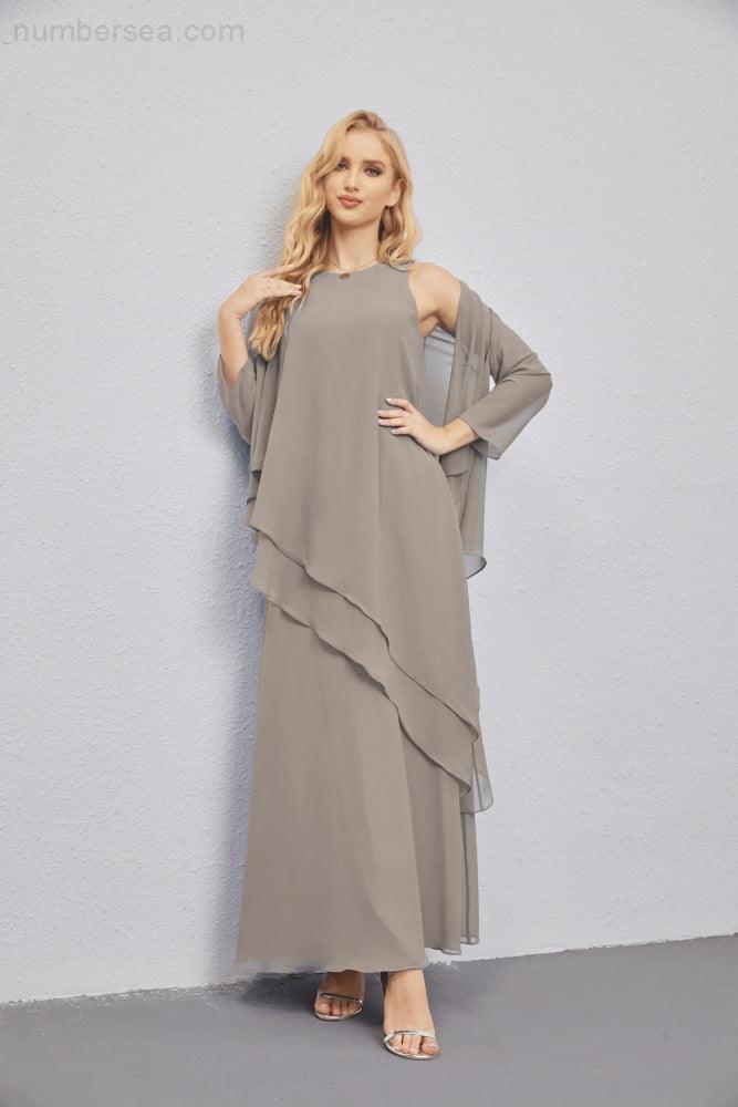 Abito da Sposa Madre con Cardigan Leggero Aperto Davanti Abito da Cerimonia Elegante 28081