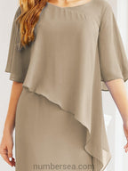 Numbersea Festliches Abendkleid Lang Mutter der Braut Kleid mit Rüschencape 28026