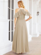 Cold Shoulder Long Bridesmaid Dresses Side Slit Formal Prom Gowns Party Wedding 28070