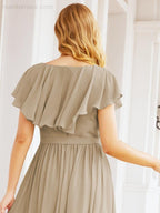 Bridesmaid Dresses with Flutter Sleeves Formal Evening Party Prom Gowns 28044