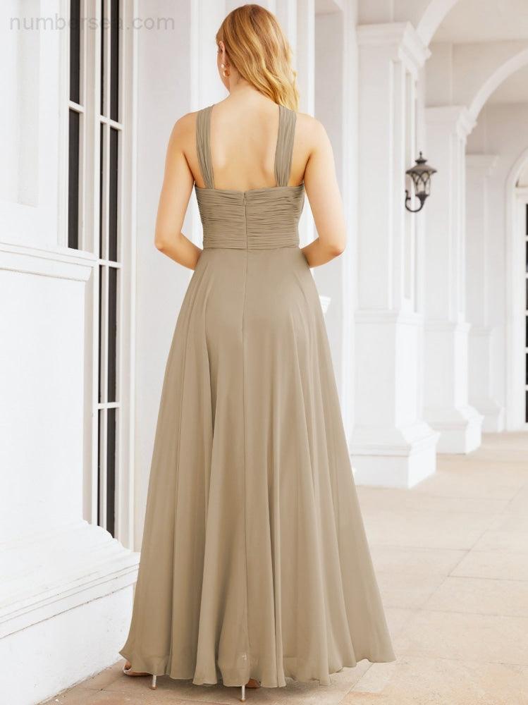 Crisscross Halter Bridesmaid Dresses for Party Wedding Evening Prom Maxi Ball Gowns 28053