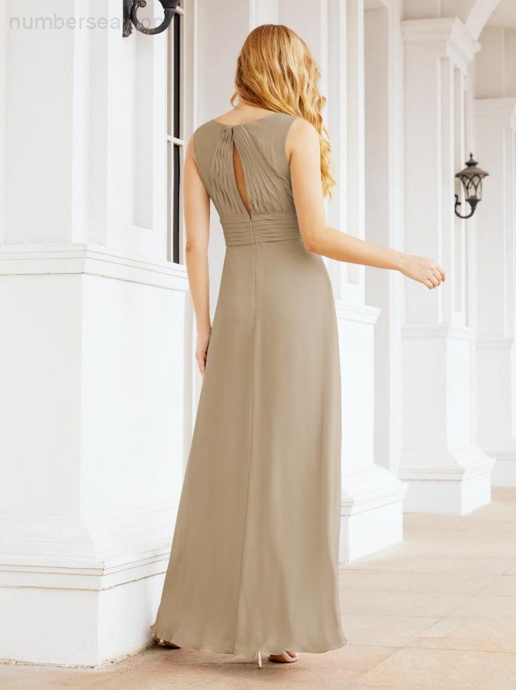 Formelles Ballkleid Elegantes ärmelloses Brautjungfernkleid mit V-Ausschnitt für Hochzeitsfeier 28037