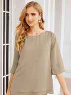Numbersea Elegantes 2-teiliges Kleid für die Brautmutter Große Größen Hosenanzug mit Rüschenschichten Silberner Hausmantel 28064