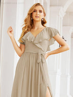 Bridesmaid Dresses with Flutter Sleeves Formal Evening Party Prom Gowns 28044