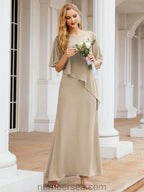 Numbersea Festliches Abendkleid Lang Mutter der Braut Kleid mit Rüschencape 28026