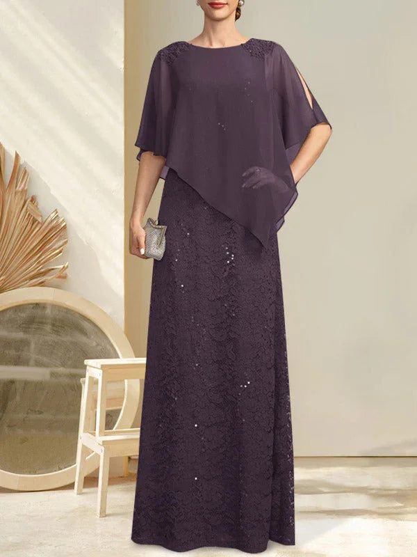Vestido de madrina de novia de encaje de gasa con lentejuelas y abalorios, corte columna y largo hasta el suelo