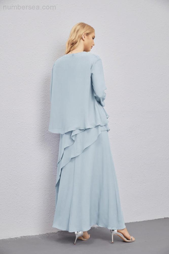 Abito da Sposa Madre con Cardigan Leggero Aperto Davanti Abito da Cerimonia Elegante 28081