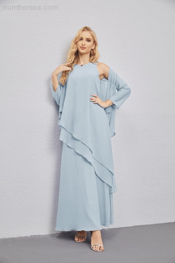 Abito da Sposa Madre con Cardigan Leggero Aperto Davanti Abito da Cerimonia Elegante 28081