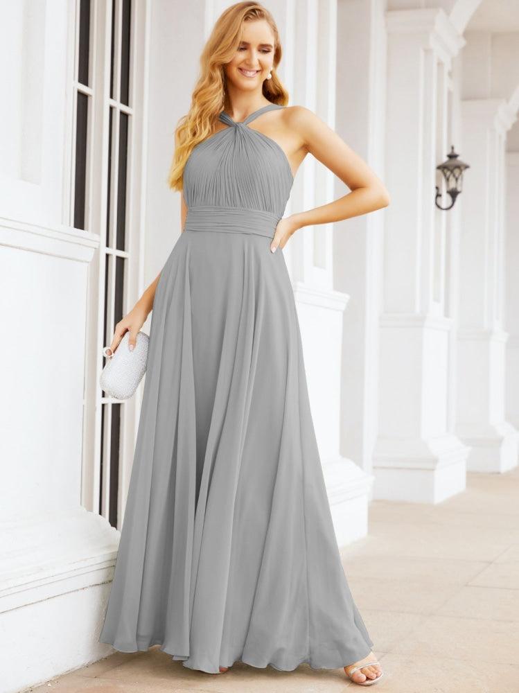 Crisscross Halter Bridesmaid Dresses for Party Wedding Evening Prom Maxi Ball Gowns 28053