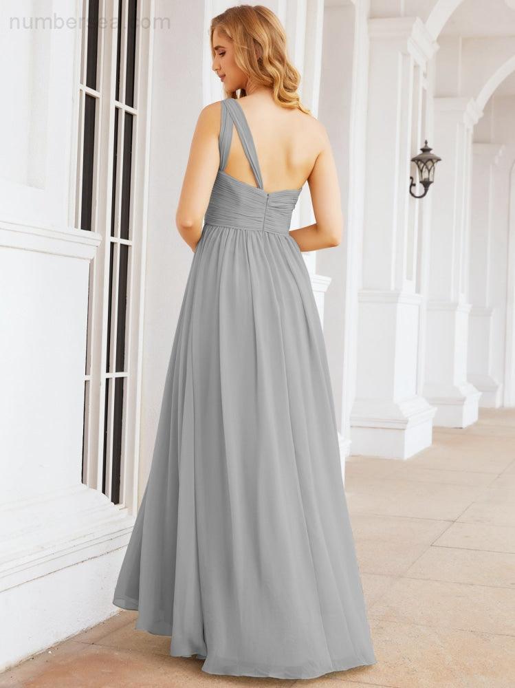 One Shoulder Bridesmaid Dresses Long Maxi Formal Evening Party Prom Gowns 28061