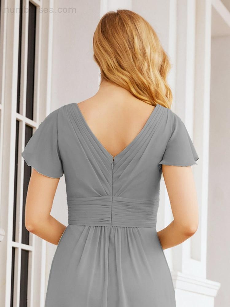 Vestidos de Baile Formais Numbersea para Mãe da Noiva com Mangas de Renda Vestido de Dama de Honra 28047