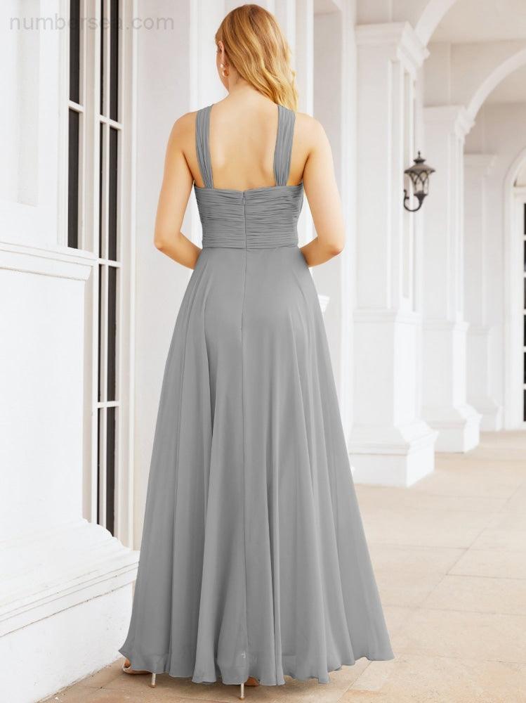 Crisscross Halter Bridesmaid Dresses for Party Wedding Evening Prom Maxi Ball Gowns 28053