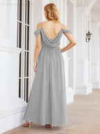 Numbersea Abito da Damigella in Chiffon con Spalle Scoperte, Abito Lungo Formale per Laurea con Schiena a Mantella 28069