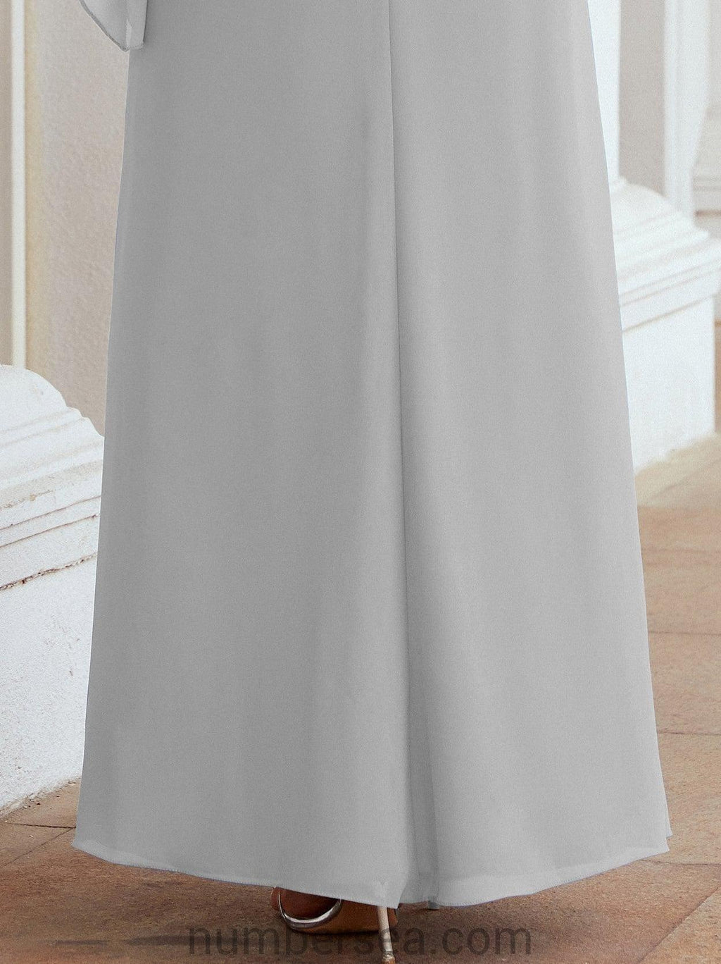 Numbersea Festliches Abendkleid Lang Mutter der Braut Kleid mit Rüschencape 28026