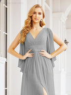 Bridesmaid Dresses with Split for Wedding Party Flutter Sleeves 28045