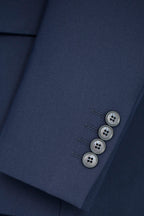 Navy Blue Wool 3 Piece Tailored Wedding Suit For Groom And Groomsmen