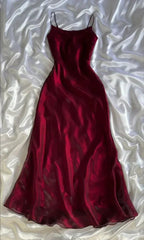 Burgundy Satin Long A Line Prom Dress Evening Dress Y7509