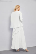 Abito da Sposa Madre con Cardigan Leggero Aperto Davanti Abito da Cerimonia Elegante 28081