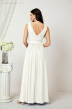 Abiti lunghi da damigella in chiffon da donna, linea a, senza maniche, abito formale da ballo per serata, abiti per festa di ritorno a casa 2808