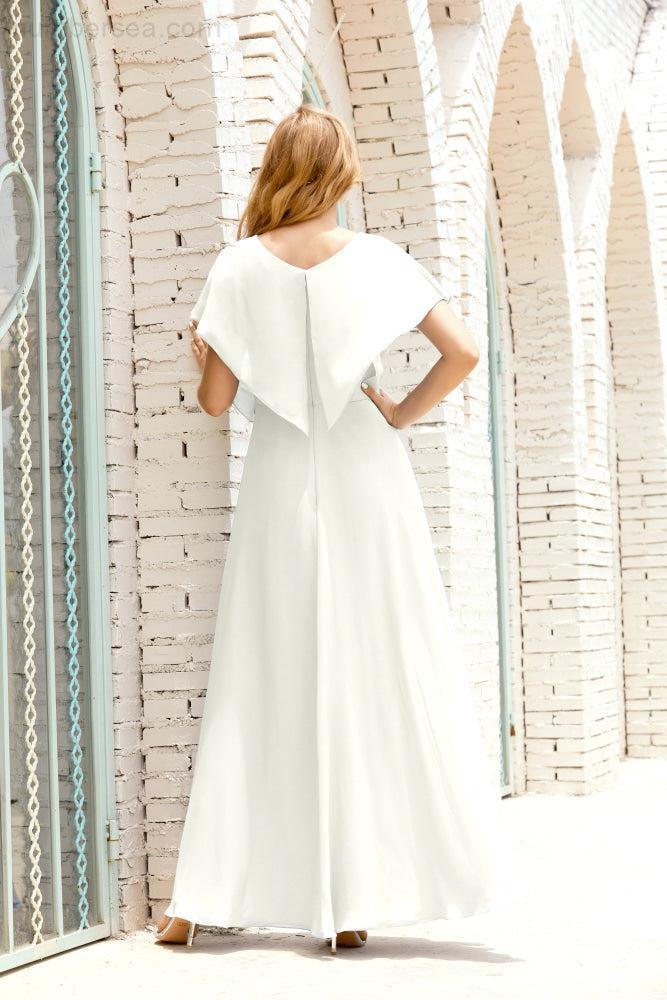 Mother of The Bride Dresses Plus Size V-Neck Floor Length Formal Prom Dress for Wedding Guest 28020