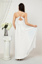 Neck Bridesmaid Dresses Chiffon Long Spaghetti A-line Formal Prom Gown for Wedding Party Evening 2801