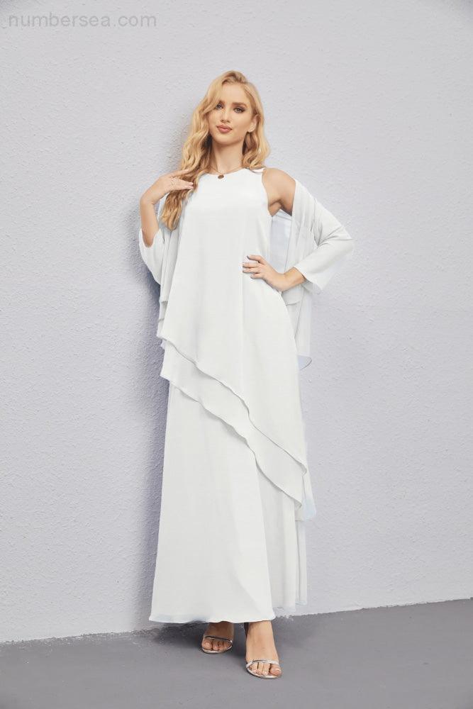 Abito da Sposa Madre con Cardigan Leggero Aperto Davanti Abito da Cerimonia Elegante 28081