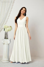 Abiti lunghi da damigella in chiffon da donna, linea a, senza maniche, abito formale da ballo per serata, abiti per festa di ritorno a casa 2808