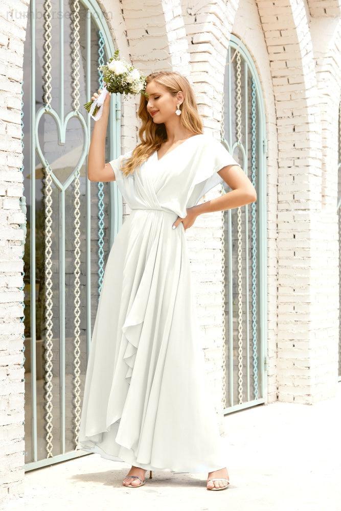 Mother of The Bride Dresses Plus Size V-Neck Floor Length Formal Prom Dress for Wedding Guest 28020