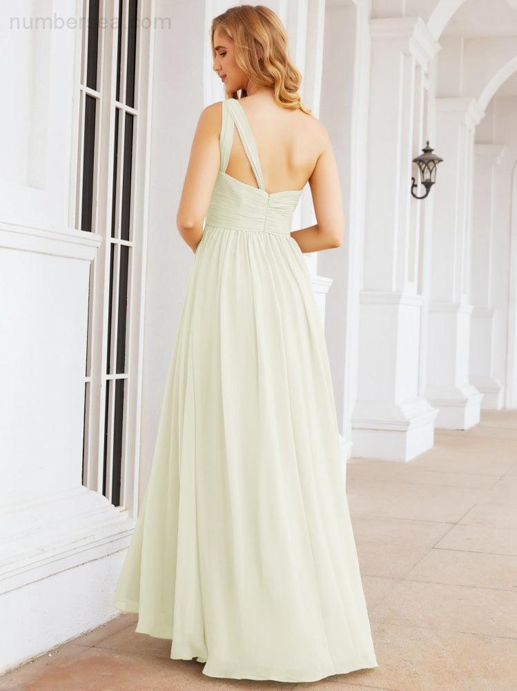 One Shoulder Bridesmaid Dresses Long Maxi Formal Evening Party Prom Gowns 28061