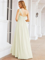 One Shoulder Bridesmaid Dresses Long Maxi Formal Evening Party Prom Gowns 28061