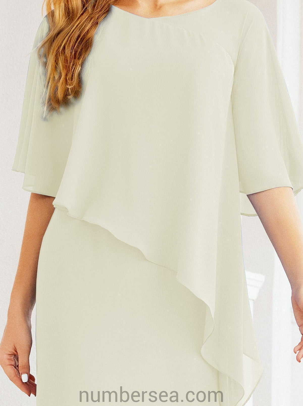 Numbersea Festliches Abendkleid Lang Mutter der Braut Kleid mit Rüschencape 28026