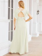 Bridesmaid Dresses Cape Formal Prom Dress Open Back Gowns for Mother of The Bride 28058