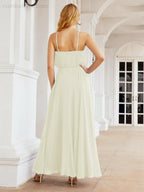 Numbersea Vestidos compridos de dama de honor com alças Vestido formal em linha A para jovens 28029
