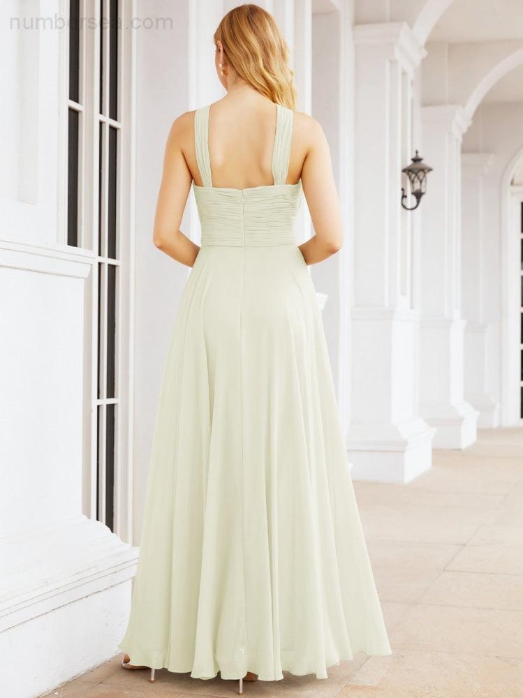 Crisscross Halter Bridesmaid Dresses for Party Wedding Evening Prom Maxi Ball Gowns 28053