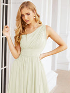One Shoulder Bridesmaid Dresses Long Maxi Formal Evening Party Prom Gowns 28061