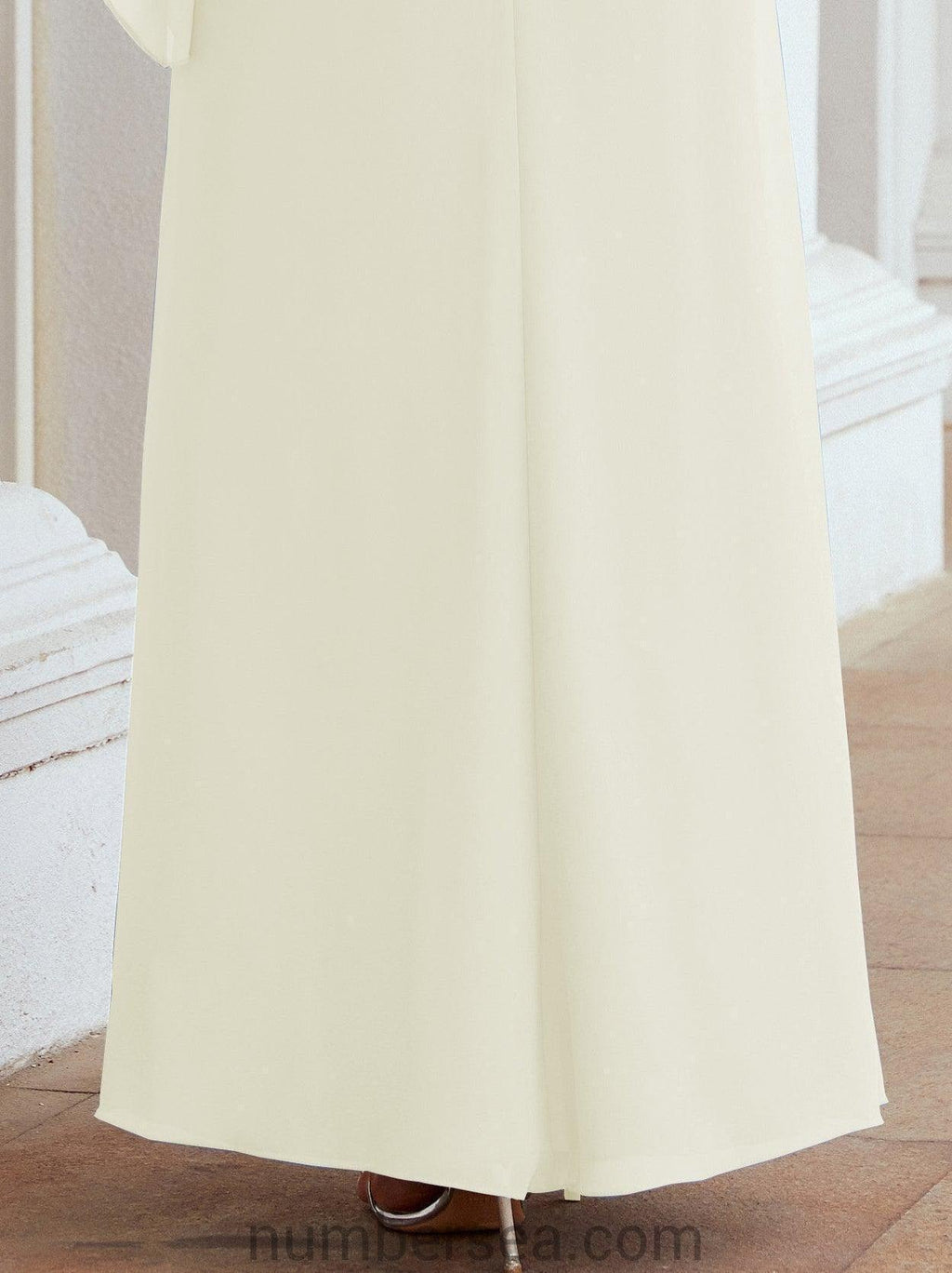 Numbersea Festliches Abendkleid Lang Mutter der Braut Kleid mit Rüschencape 28026