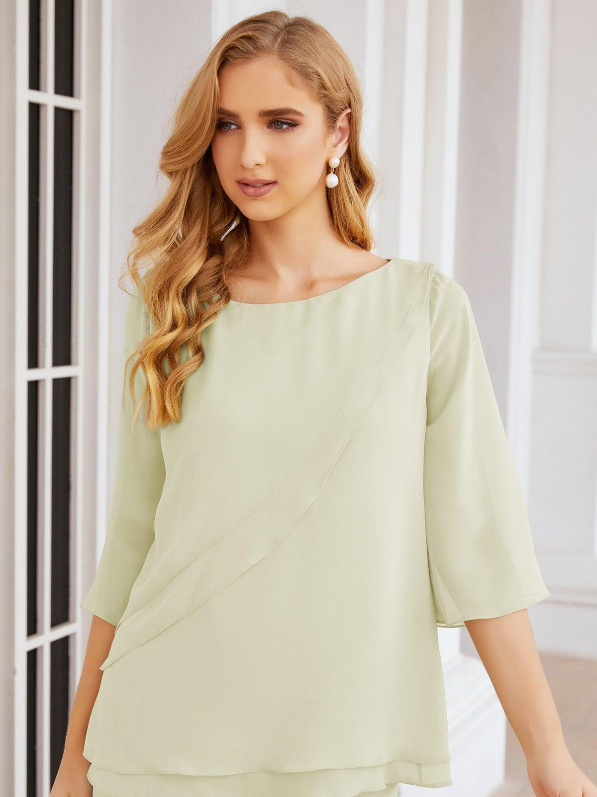 Numbersea Elegantes 2-teiliges Kleid für die Brautmutter Große Größen Hosenanzug mit Rüschenschichten Silberner Hausmantel 28064