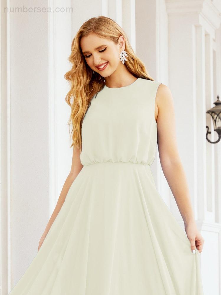 Sleeveless Long Bridesmaid Dress A line Formal Evening Prom Gown 28025